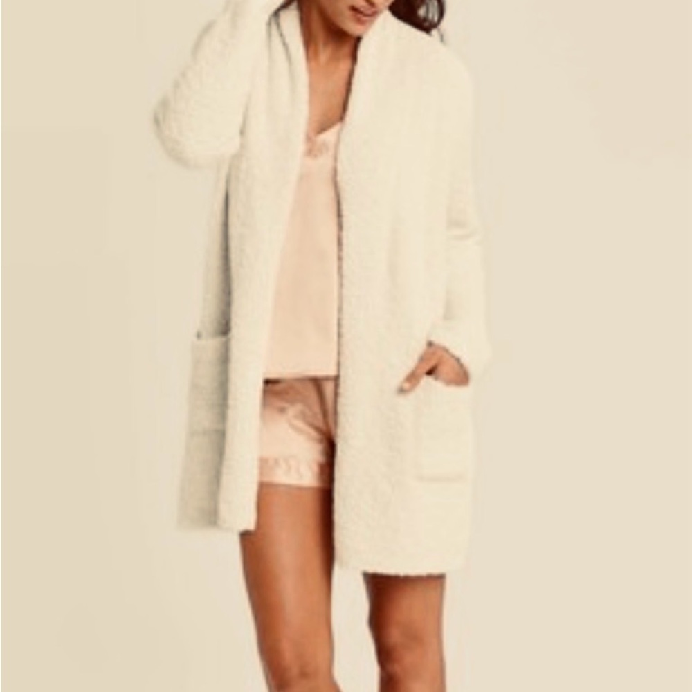 Cozy Cream Open-Front Teddy Fleece Cardigan – Size S/M